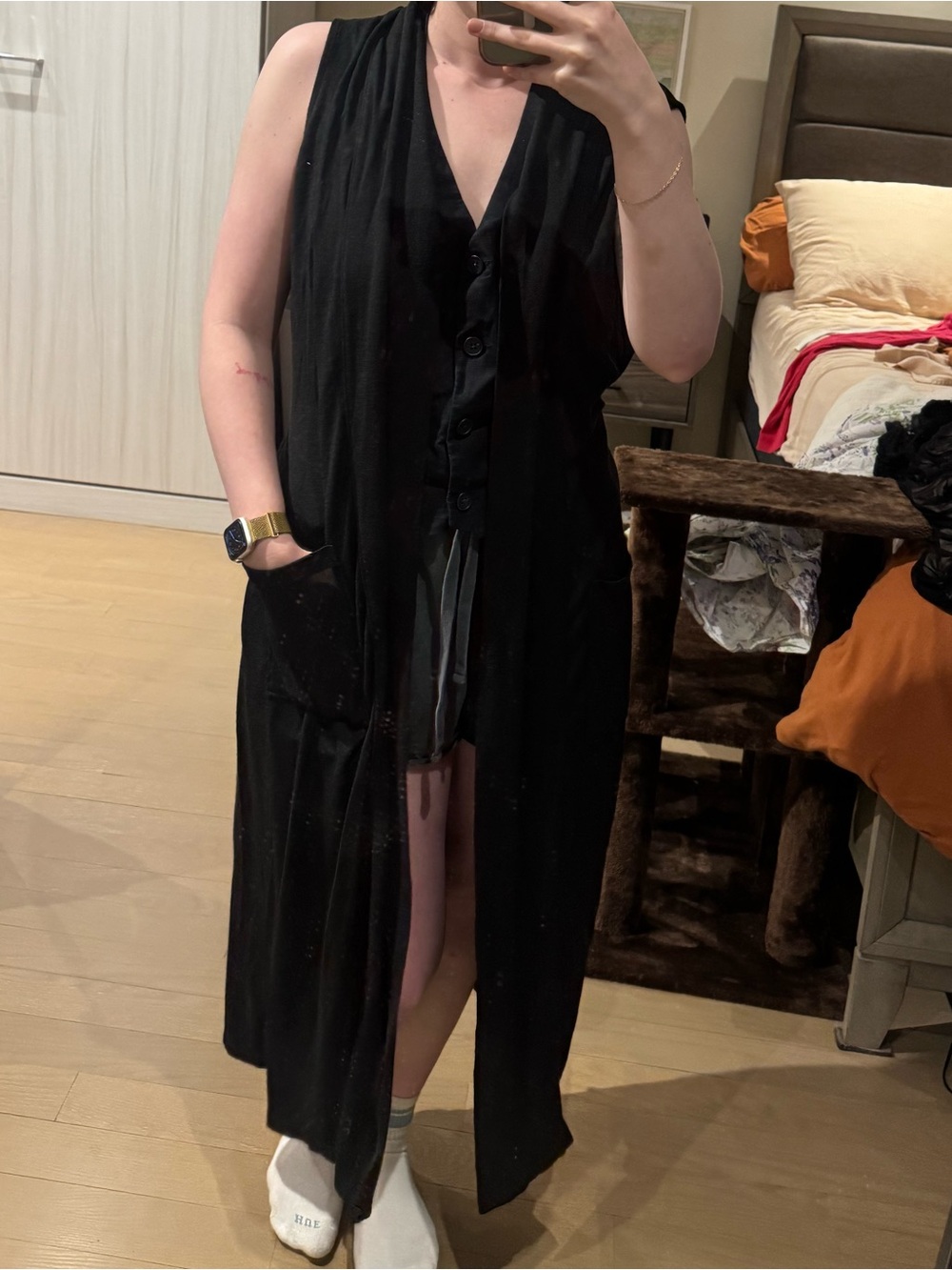 Sleeveless Long Black Sweater